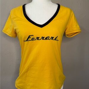 Ferrari Women's Yellow V-Neck Tee